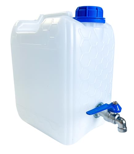 pokm toolsmarket - Wasserkanister mit Hahn, 5 Liter, Trinkwasser Kanister mit Zapfhahn Verzinkt, Wassertank BPA-frei, Wasserbehälter mit Schraubdeckel für...