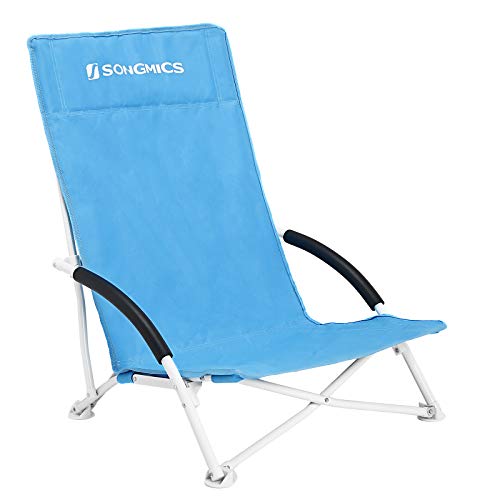 SONGMICS Strandstuhl mit hoher Rückenlehne, tragbarer Klappstuhl, klappbarer Campingstuhl, faltbar, leicht, komfortabel und hoch belastbar, Outdoor-Stuhl mit...