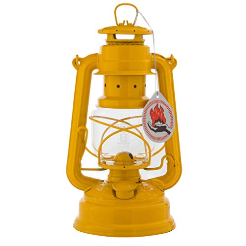 Feuerhand Sturmlaterne Baby Special 276 - Made in Germany seit 1893 - Petroleumlampe aus pulverbeschichtetem Stahl und bruchsicherem Glas - Gelb