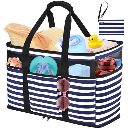 JUYANO Große Strandtasche mit Reißverschluss Wasserdicht Badetasche XXL Familie Reisetasche Beach Tote Bag Shopper Damen für Strand Pool Fitnessstudio Reisen...