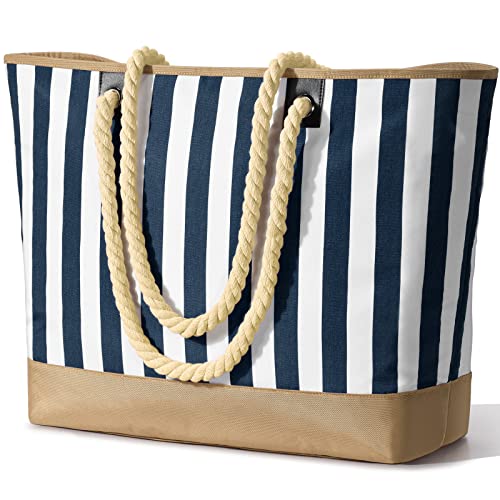 oscaurt Strandtasche Große Tote Bag Wasserdicht Shopper Damen Umhängetasche Badetasche Schwimmtasche mit Reißverschluss Pool Taschen Saunatasche